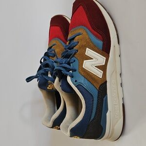 New Balance Red, Blue, and Brown Sneakers